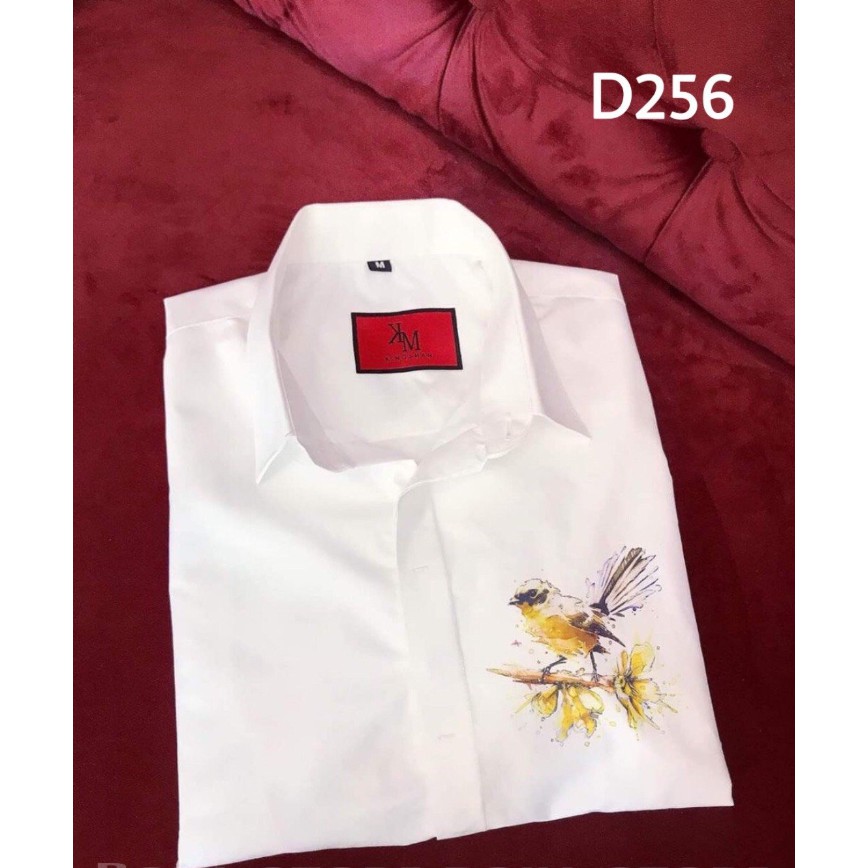 Mẫu áo sơ mi mới 2021 bằng lụa mềm mịn cao cấp giành cho nam/nữ, họa tiết hình họa mi - D256