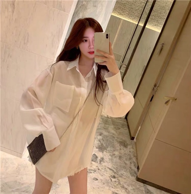 Váy sơ mi thắt nơ eo