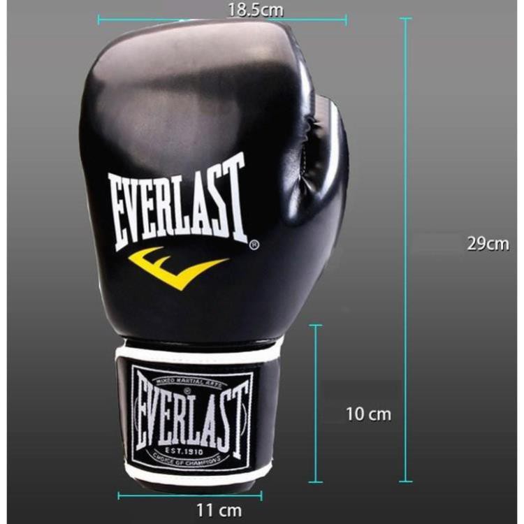 Găng tay đấm bốc Boxing Everlast - 3 MÀU ĐEN, ĐỎ, XANH(Hàng chuẩn loại 1)có túi đựng