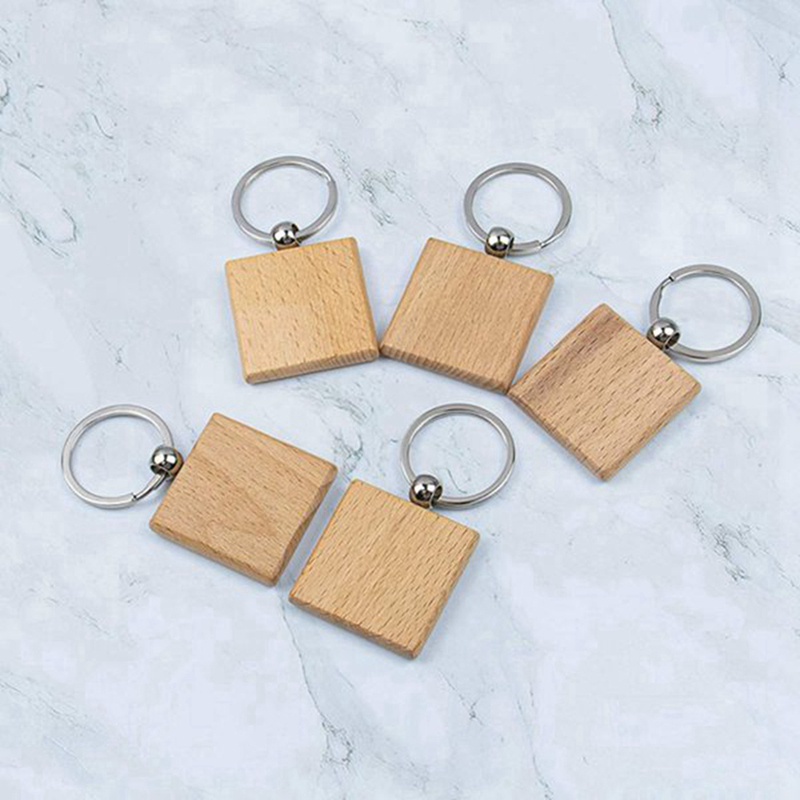 Set 30 Móc Khóa Gỗ Hình Vuông Trơn DIY