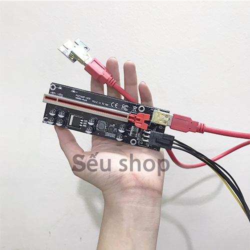 Dây Riser Mới V009 plus khe 16x bọc kim loại Hàng Chuẩn / Riser pci-e 1x to 16x dây usb 3.0 sịn sò