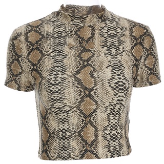 Áo thun crop top nữ in hình rắn
