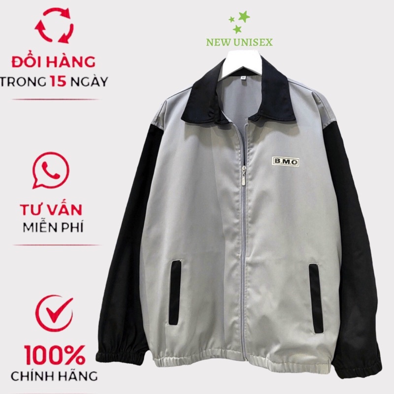 Áo Khoác Nam Cổ Bẻ Có Dây Khóa Kéo Tiện Lợi, Logo BMO Thêu, Chất Kaki Mát Form Rộng Mặc Thoải Mái [NEW UNISEX]
