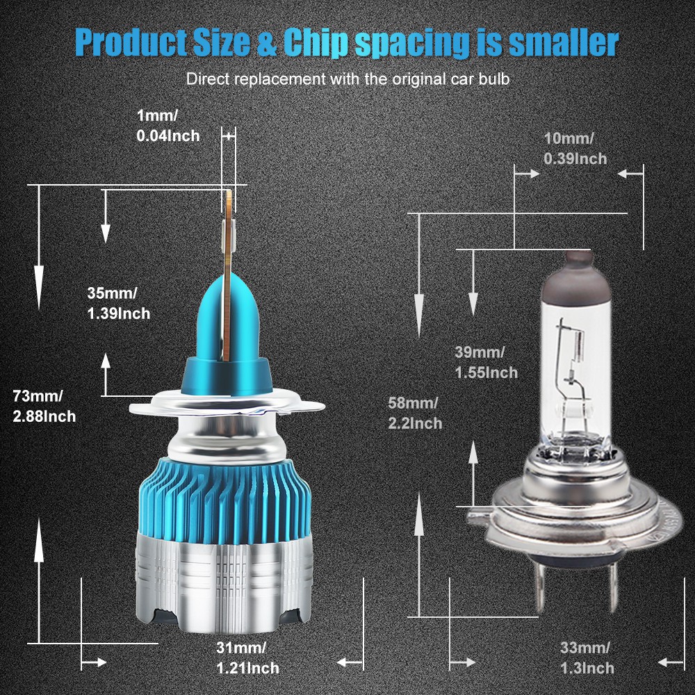 Bóng đèn pha LED MI2 H4 H7 H8 H11 H1 HB3 HB4 9006 H3 H16 9005 cho xe hơi