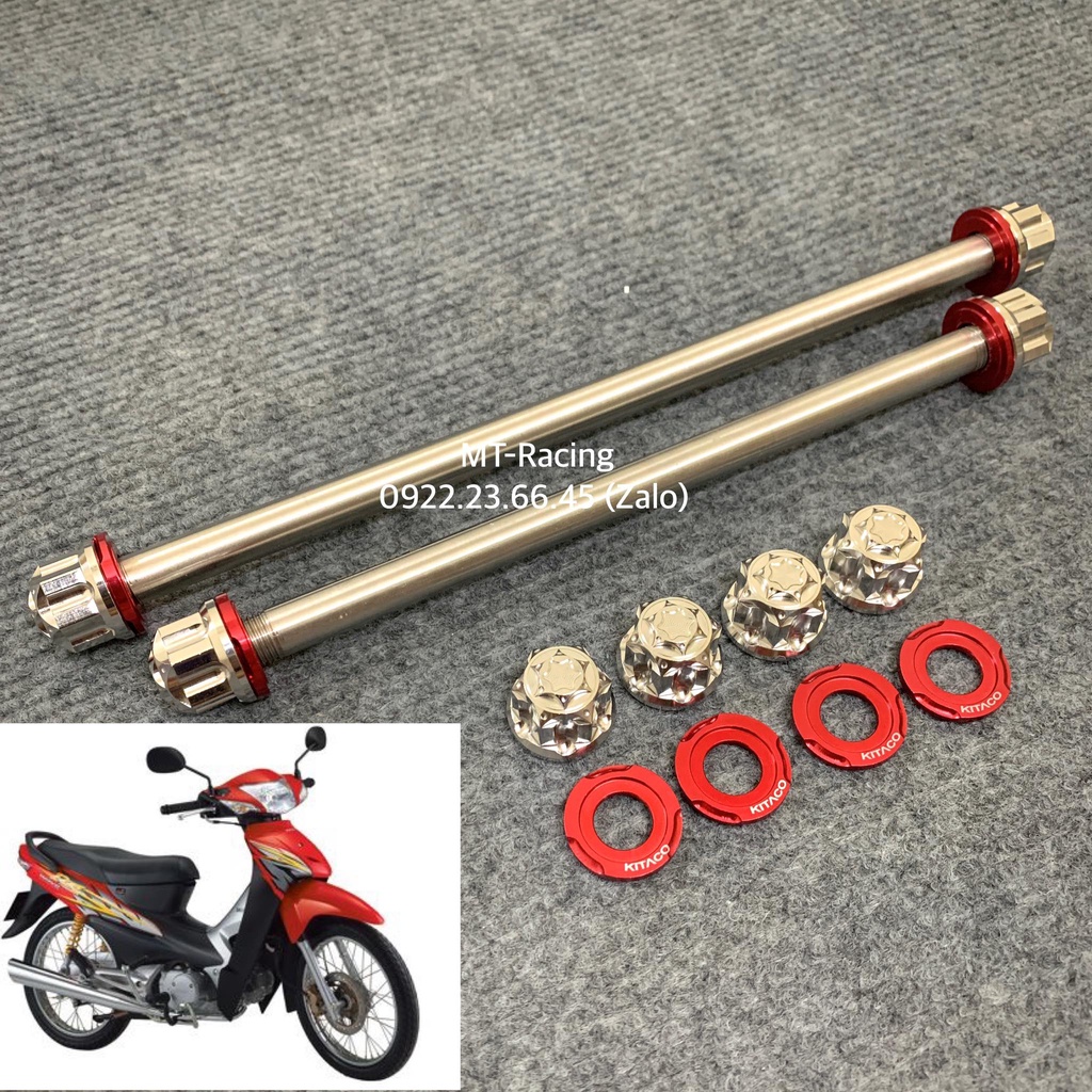 Cốt Bánh Salaya Cho Wave Rs, Wave S100, Wave A100 2004-2016 Chuẩn Inox304 Siêu Sáng Kèm Lông Đền Nhôm Đỏ