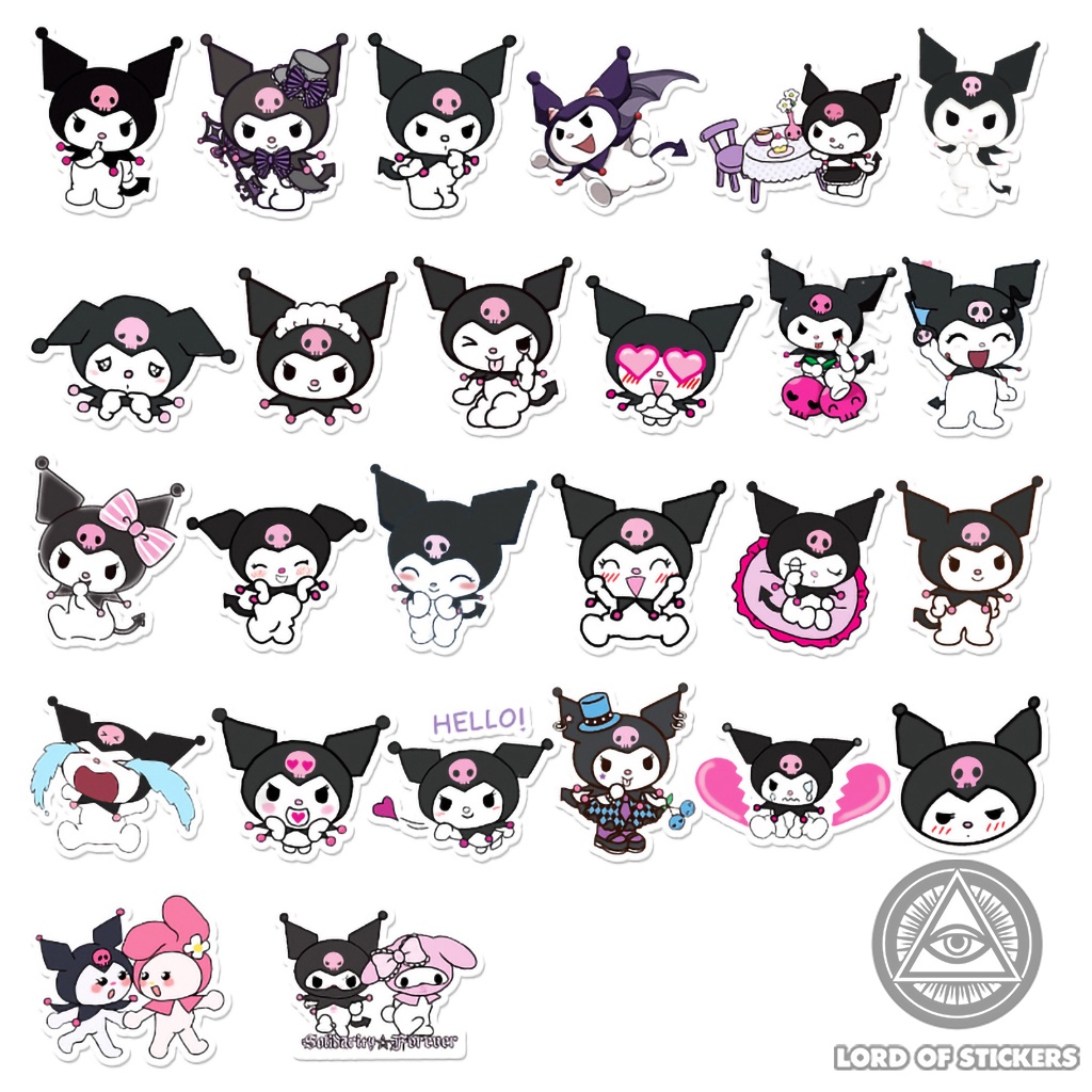 Set 50 Nhãn Dán Kuromi Sticker Nhân Vật Hoạt Hình Cute Dễ Thương Chống Thấm Nước Trang Trí Mũ Bảo Hiểm, Laptop, Vali, Sổ
