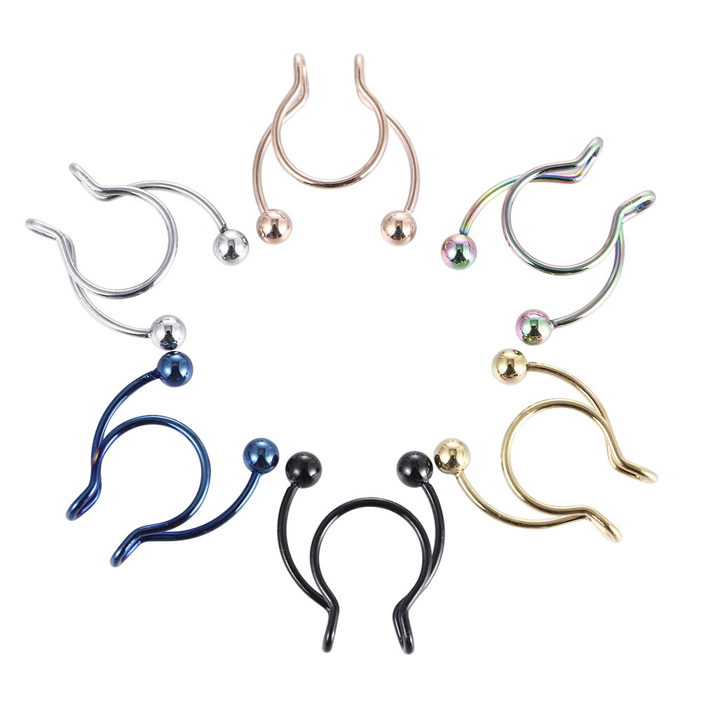 Khuyên Mũi Hình Chữ U Bằng Thép Không Gỉ Có 6 Màu Tùy Chọn