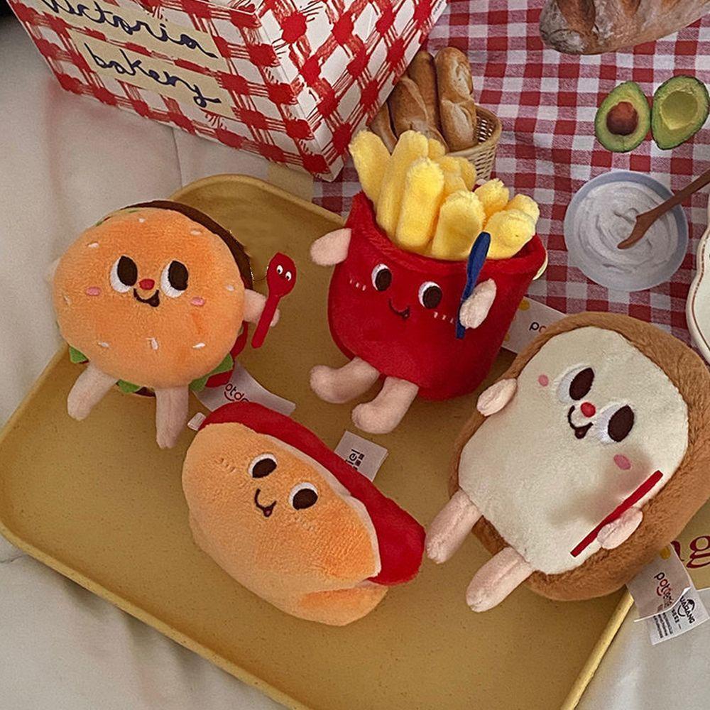 Móc Khóa Hình Bánh Hamburger Nhồi Bông Dễ Thương
