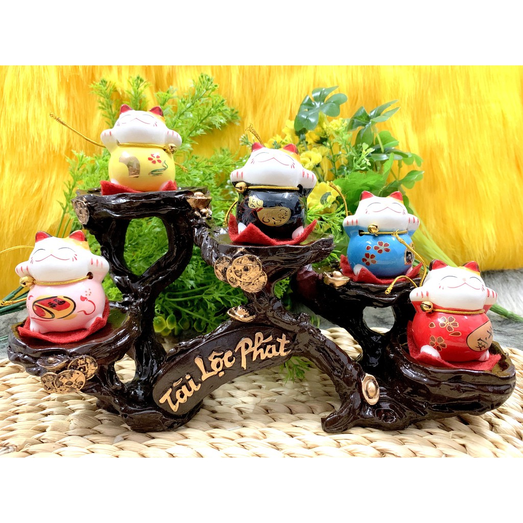 Tượng Mèo Sứ Thần Tài Maneki Neko và đế Tài Lộc Phát ( Việt Nhật )