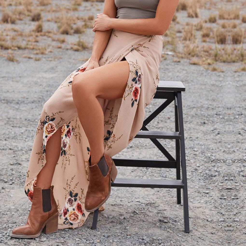 Chân váy Maxi xẻ tà form dài họa tiết hoa thời trang cho nữ | BigBuy360 - bigbuy360.vn