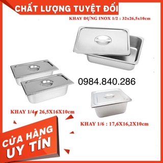 Khay inox đựng topping, thạch, kem 1/6-1/4-1/2