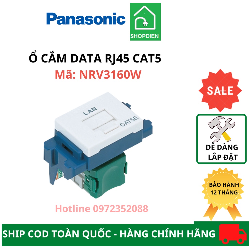 Ổ cắm mạng RJ45 - CAT5 Full color Panasonic NRV3160W