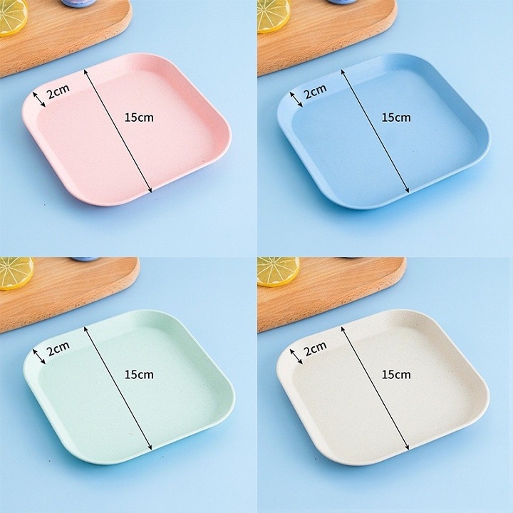 [Loại 1] Bộ 8 đĩa lúa mạch đựng bánh kẹo đồ ăn vặt - đĩa lòng sâu, chât liệu nhựa lúa mạch sinh học an toàn