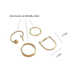 Geometric shape ring, 4 ring fashion accessories