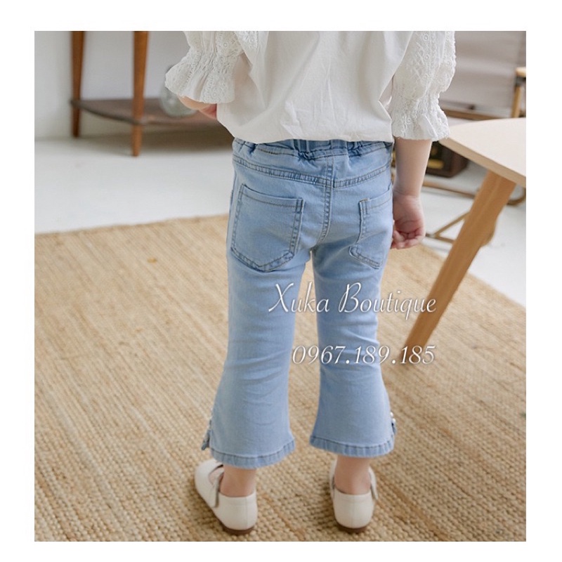 Quần Jeans Cao Cấp Bé Gái xẻ gấu đính đá [Ảnh Thật]