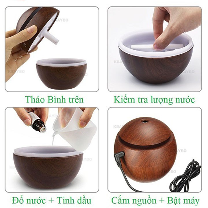 [Tặng kèm tinh dầu]Máy xông tinh dầu, phun sương tạo ẩm vân gỗ cao cấp