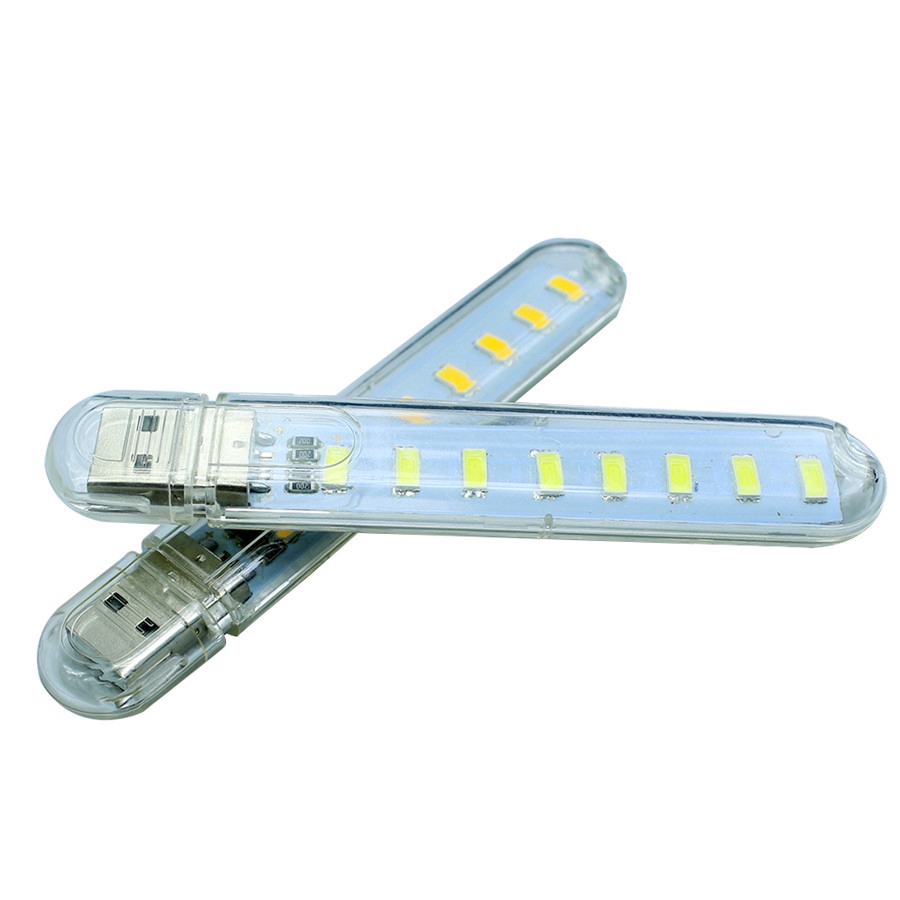 Đèn LED USB mini 8 bóng siêu sáng dùng đọc sách/ sạc dự phòng/ laptop/ máy tính