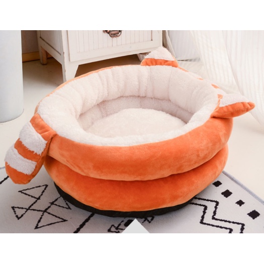 Ổ Nệm chó mèo, giường nằm thú cưng, nhà cho chó mèo thành cao 2 lớp size 45cm