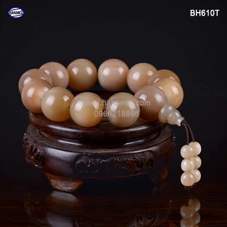 Vòng tay sừng bò Châu Phi trắng đuôi lục hạt - Tài Lộc và Thịnh Vượng (BH610T)