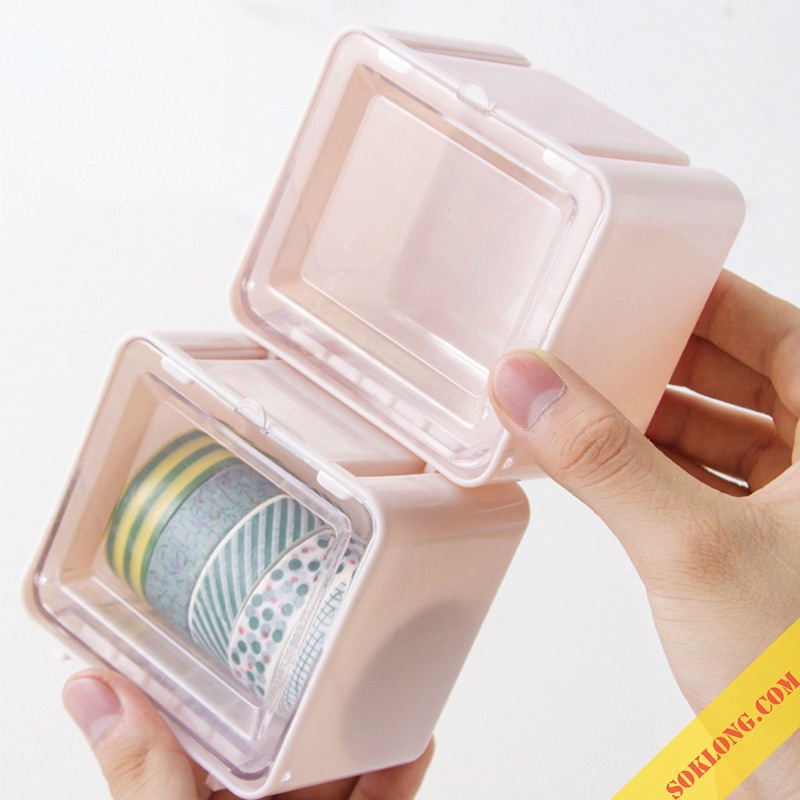 Hộp nhựa đựng washi tape, sticker, trang sức phụ kiện decor bàn học C05