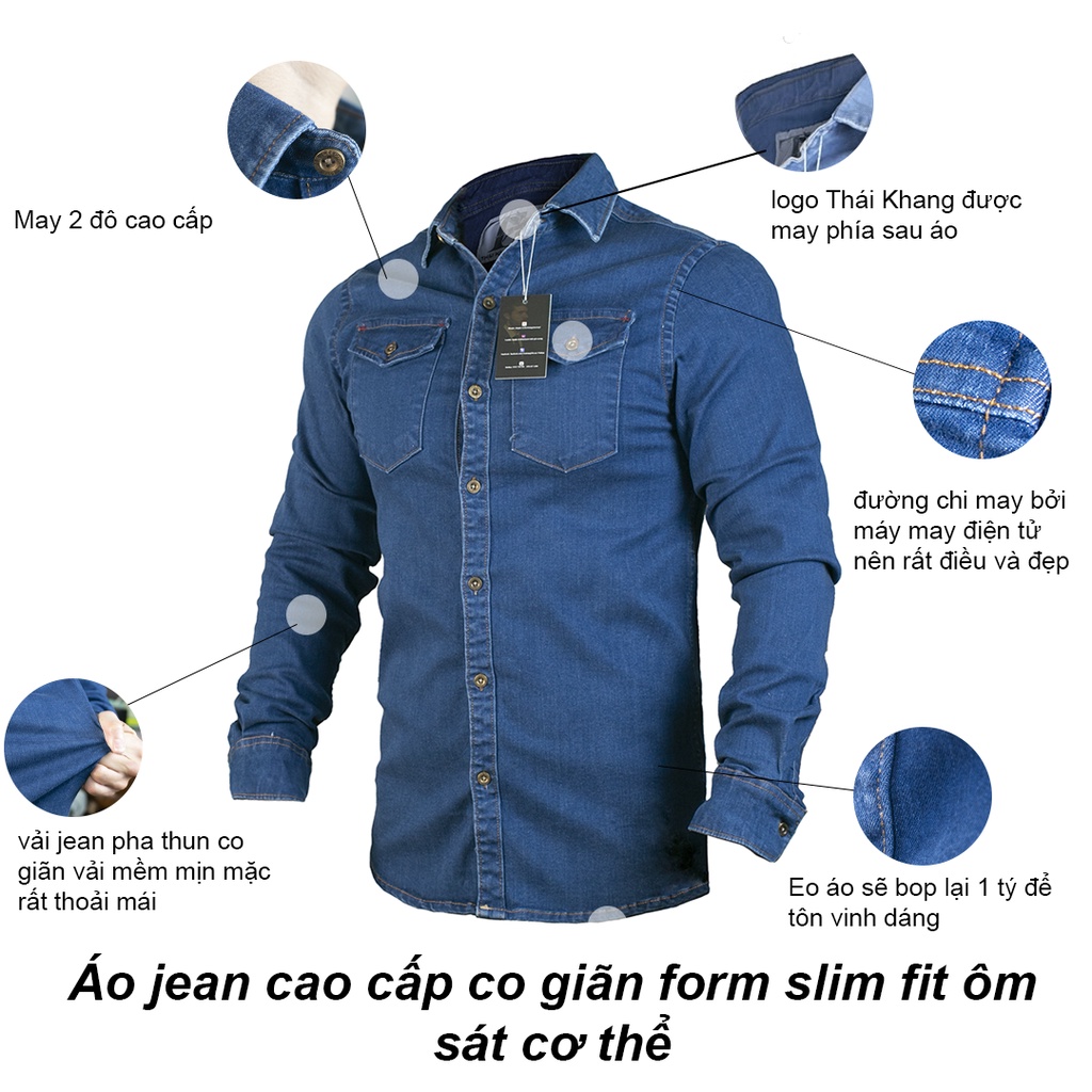 áo jean nam big size cao cấp co giãn vải dày mát loại áo sơ mi jean dài tay form slim fit | BigBuy360 - bigbuy360.vn