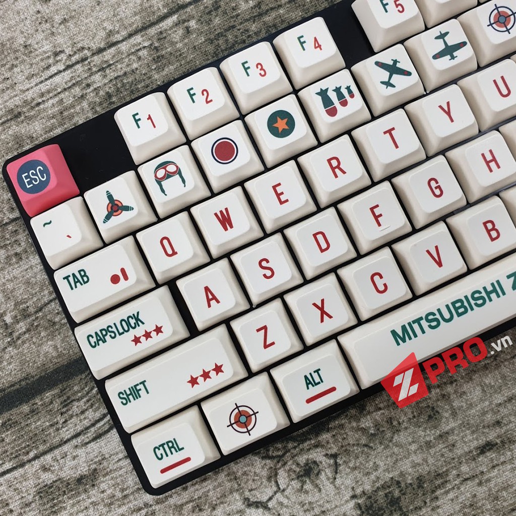 [Mã 33ELSALE hoàn 7% xu đơn 300k] Bộ Keycap Mitsubishi Zero Fighter 136 Phím (CLONE)