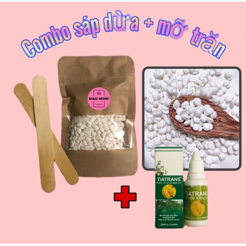 Combo Sáp wax lông dừa + Mỡ trăn dưỡng da