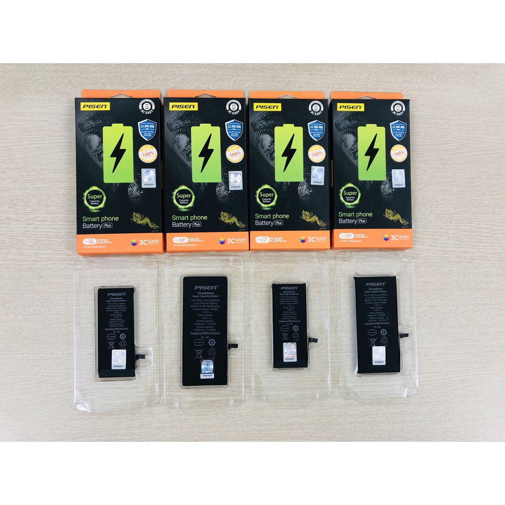 Pin Pisen Dragon Dung lượng siêu cao cho ip 6/6s/6plus/6splus/7/7plus/8/8plus/X - Hàng Chính Hãng