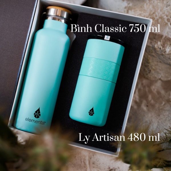 Set hộp quà tặng Sinh nhật, quà tặng dành cho cha mẹ, bình giữ nhiệt cao cấp Elemental
