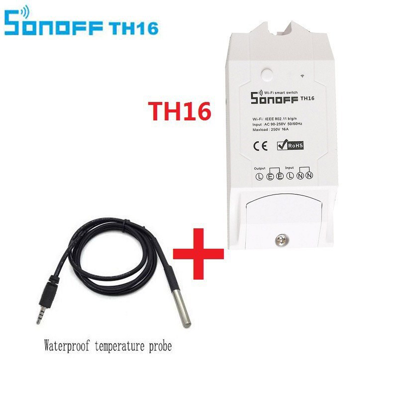 SONOFF TH16 (16A), công tắc WIFI, điều khiển từ xa, có hỗ trợ cảm biến nhiệt, độ ẩm