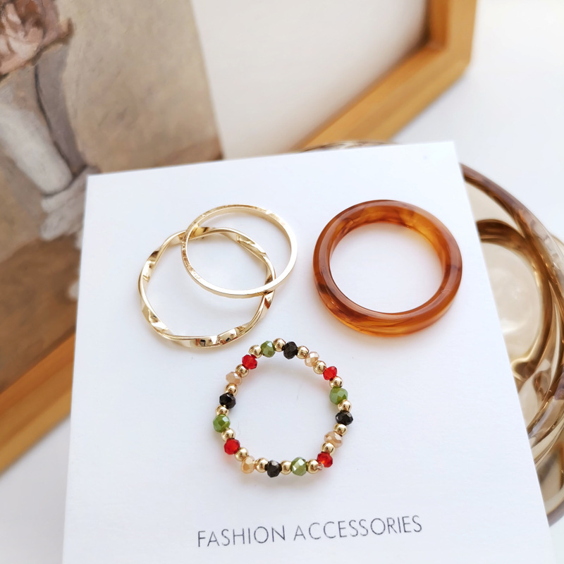 Set 4 nhẫn kim loại phong cách Hàn Quốc retro cho nữ