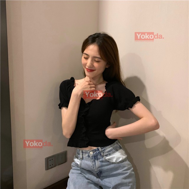 [FREESHIP] Áo Thun Croptop Tay Ngắn Cổ Chữ V Phong Cách Hàn Quốc Cho Nữ - QA59
