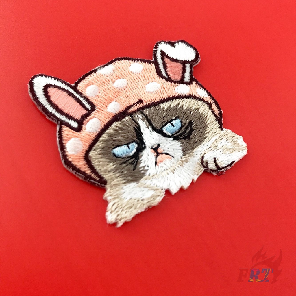 ☸ Fashion Brand：Angry Cat Patch ☸ 1Pc Diy Sew On Iron On Badges Patches（Cat - Series 03）