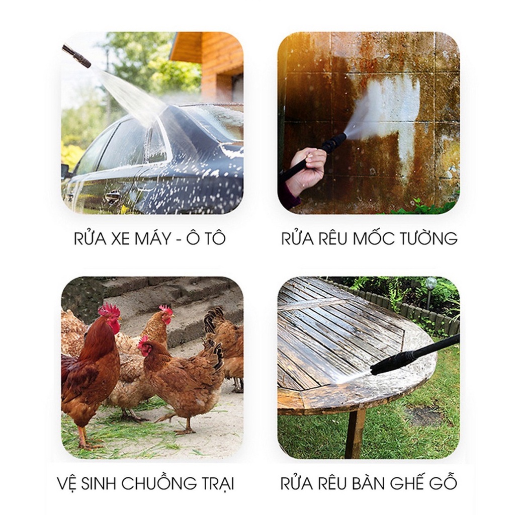 Máy Rửa Xe Mini Máy Rửa Xe Cao Áp HD 2500W Công Nghệ Nhật Bản, Máy Tưới Cây Rửa Chuồng Lực Phun Cực Mạnh