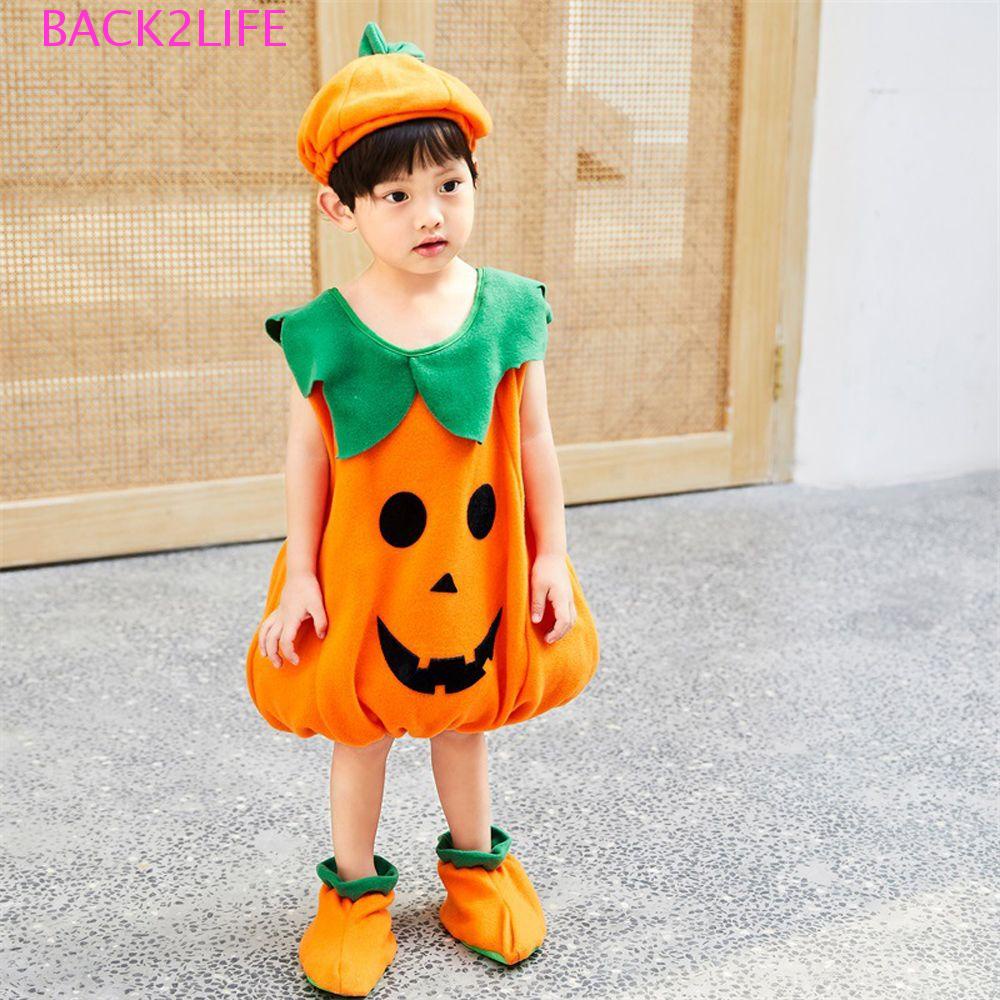 Set Đồ 2 Món Hóa Trang Halloween Hình Bí Ngô Có Nón Và Túi Đựng Cho Bé