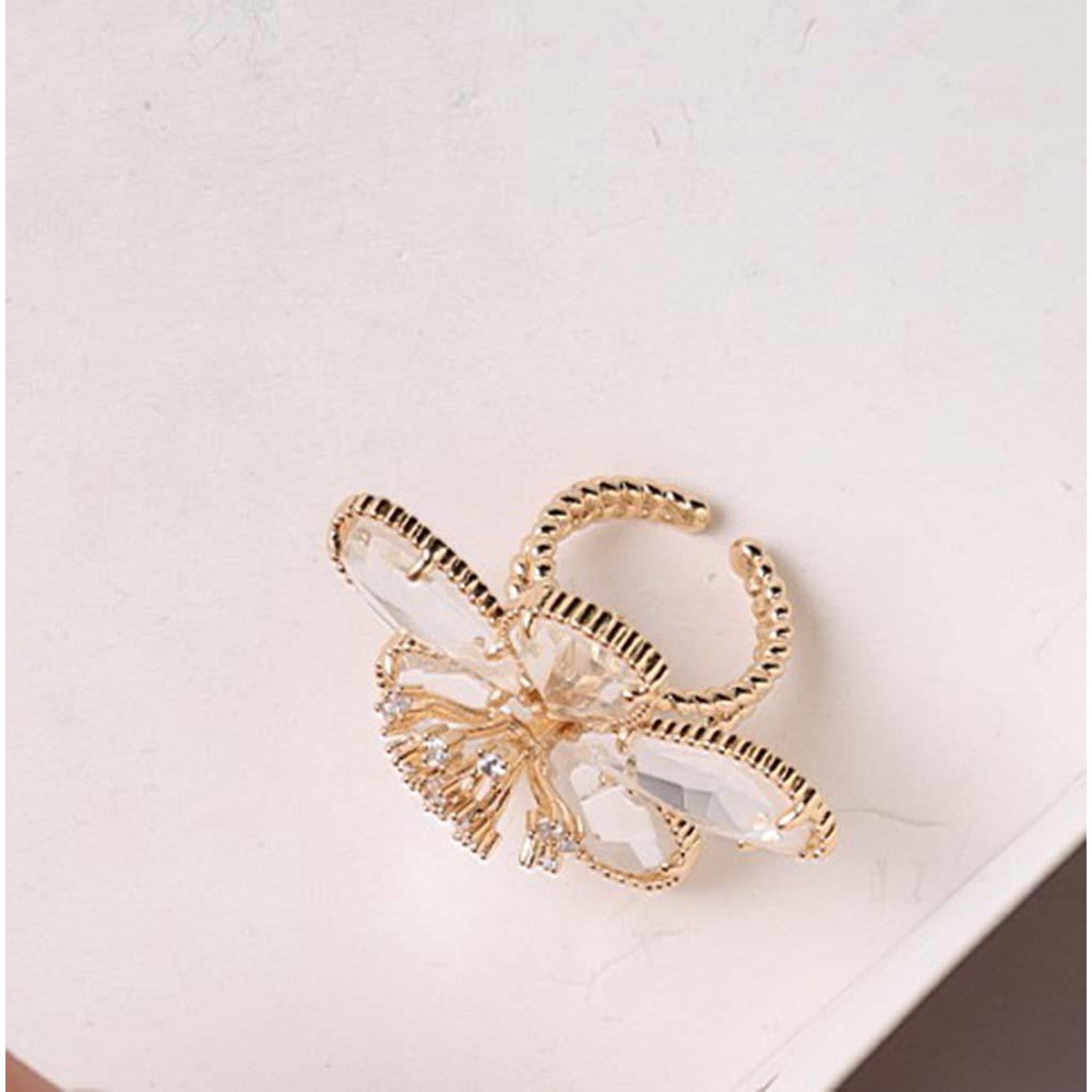 MXGOODS Nhẫn Đính Đá Hình Hoa Thời Trang Lãng Mạn Cho Nữ