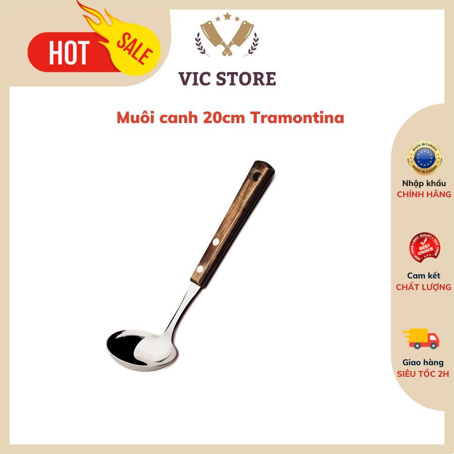 Muỗng canh inox cao cấp 20cm, cán gỗ Polywood Tranmontina chính hãng nhập khẩu Brazil