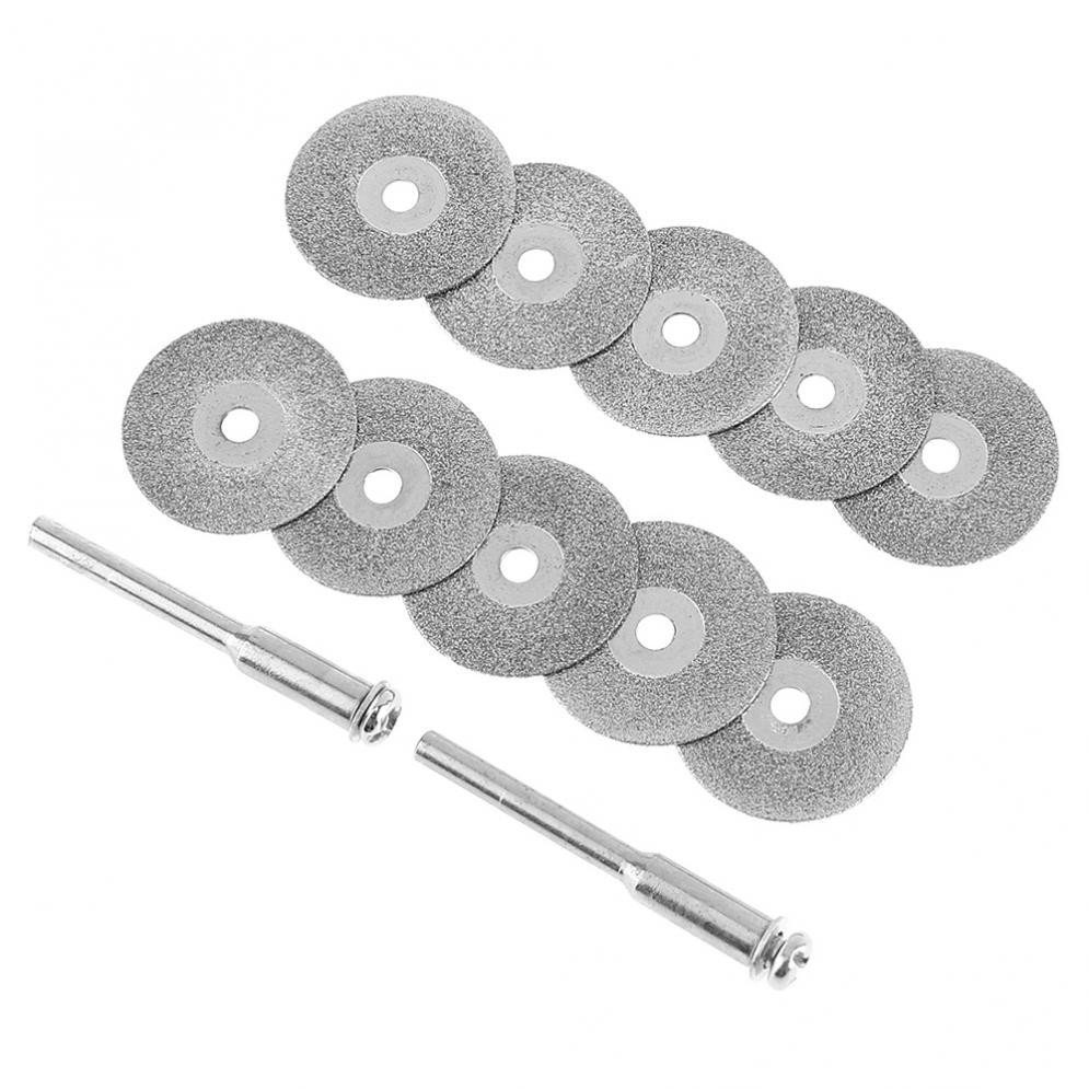 Bộ 10 đĩa mài cắt mạ kim cương 25mm và 2 thanh trục đi kèm