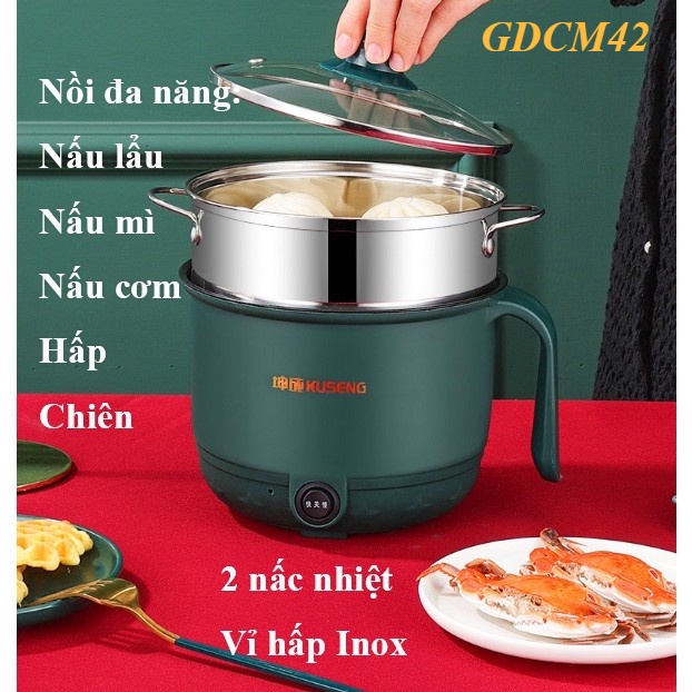 [CHÍNH HÃNG] Nồi Điện Đa Năng Cao Cấp, Nồi Lẩu Điện Mini, Ca Nấu Mì Chống Dính 1.8L - Ca Nấu Mì Màu |GDCM42