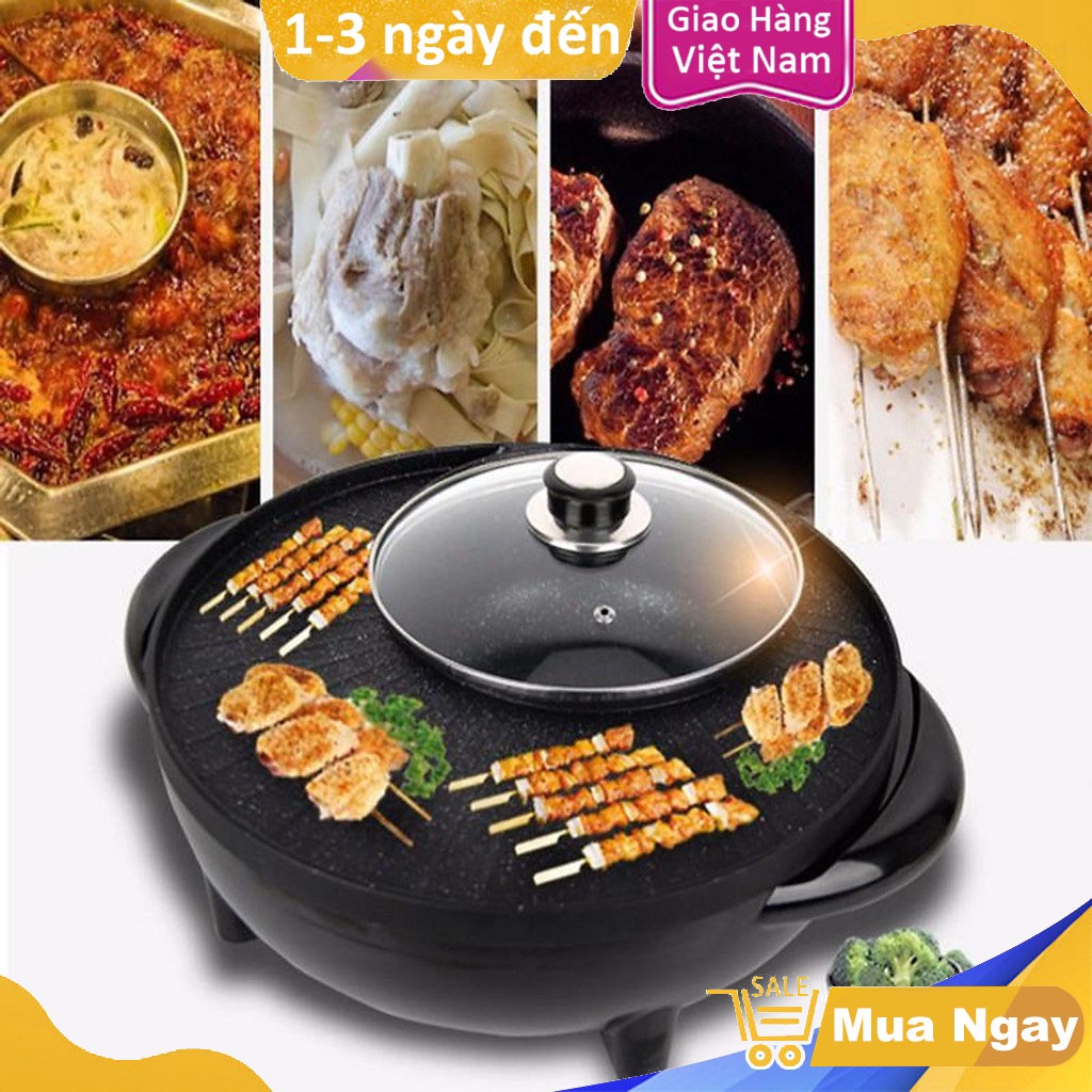 [Mã ELHADEV giảm 4% đơn 300K] Nồi Lẩu Điện Bếp Nướng Đa Năng Mini 2 In 1 - Vừa Nấu Lẩu Vừa Nướng