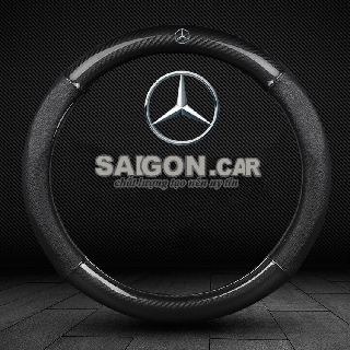 🔥HCM- Bọc vô lăng ô tô, bọc da vô lăng carbon logo Mercedes