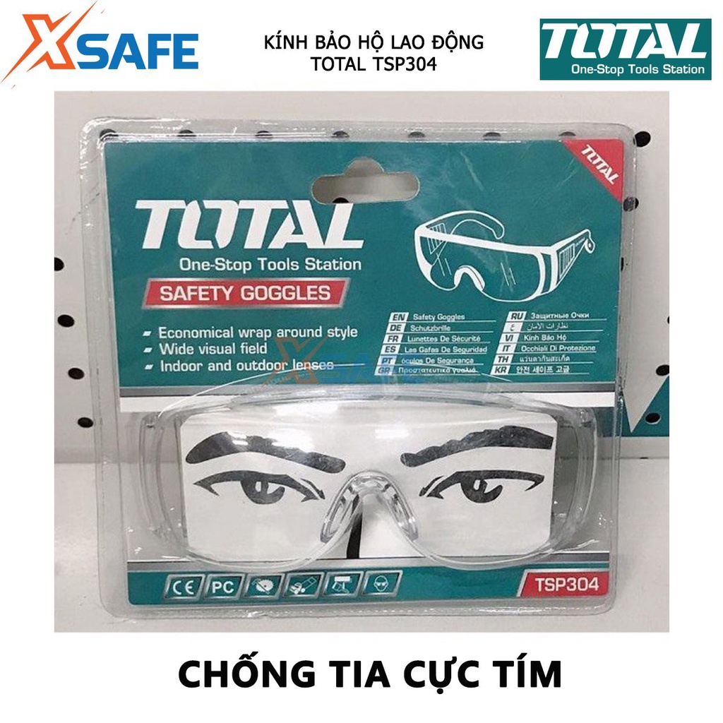 Kính bảo hộ TOTAL TSP304 Kính chống bụi trong suốt, chống hơi sương, bảo vệ mắt khỏi những tác động bên ngoài
