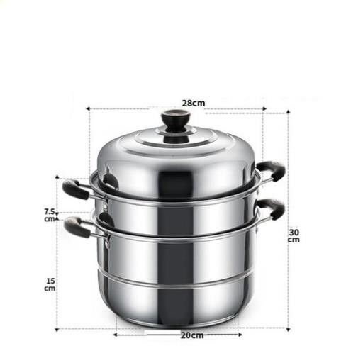 Bộ Nồi Hấp Inox 304 Cao Cấp 3 Tầng 28cm - Nồi Hấp Cao Cấp - Xửng Hấp 3 Tầng (LA91118)