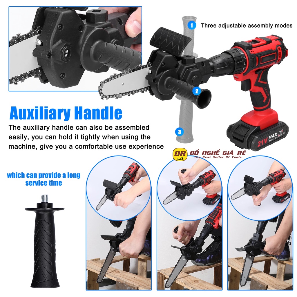 LƯỠI CƯA XÍCH GẮN MÁY KHOAN - BỘ CHUYỂN ĐỔI MÁY KHOAN THÀNH MÁY CƯA CẦM TAY