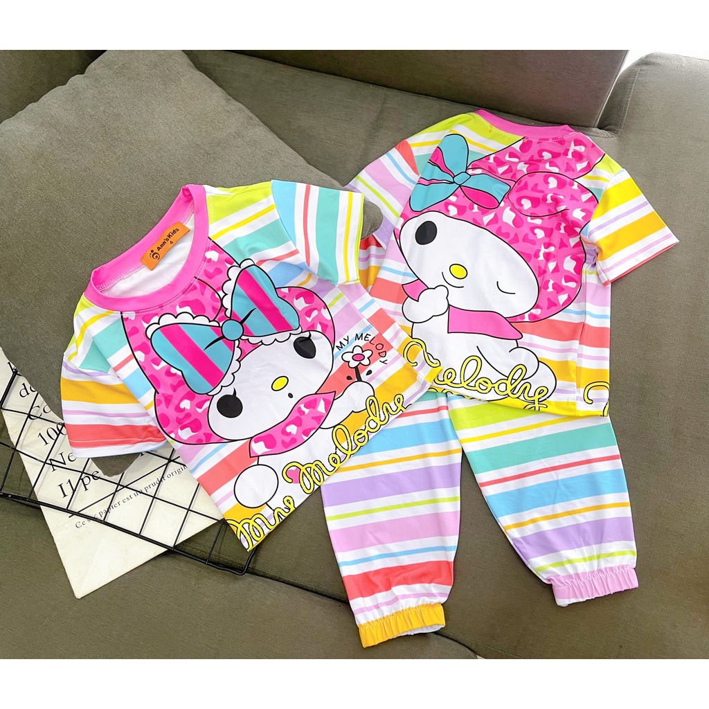 Bộ Đồ Thun Lạnh 3D Cho Bé Gái 9-43 Kg Set Quần Dài Áo Ngắn Tay Trẻ Em Từ 1-14 Tuổi In Hot Trend Siêu Bền Đẹp Homie Kids