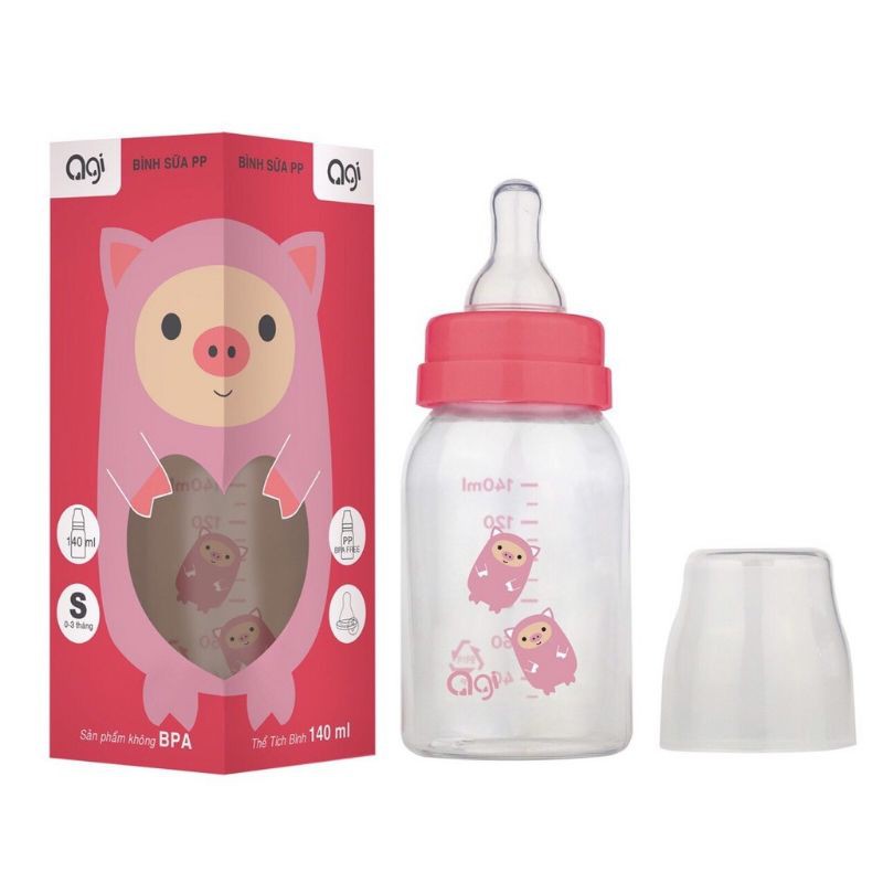 Bình sữa Agi cổ hẹp 60ml /140ml / 250ml có van chống sặc /an toàn cho bé