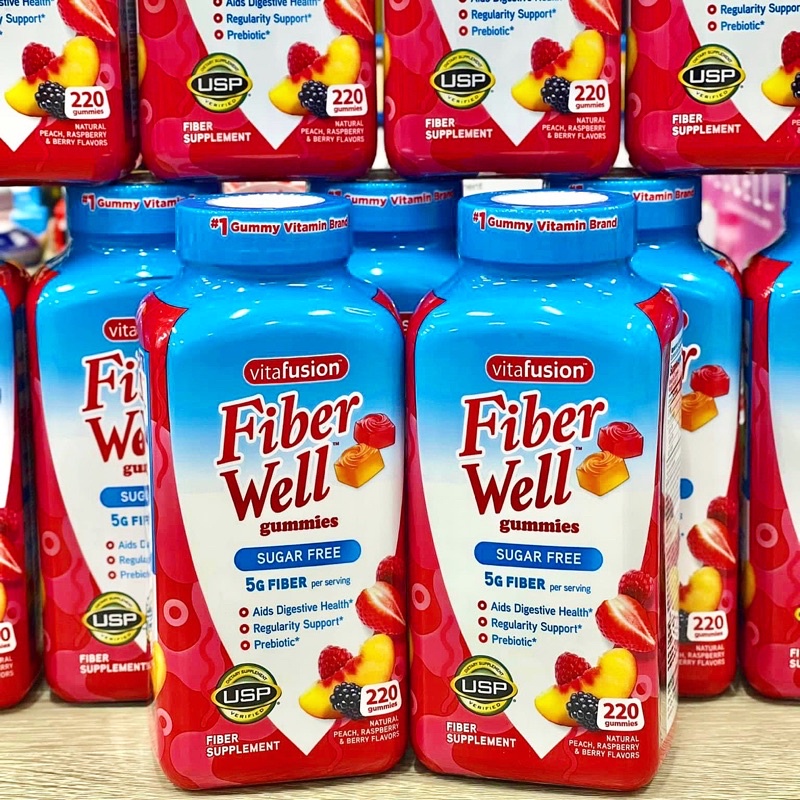 Kẹo dẻo không đường bổ sung chất xơ Fiber Well Gummies 220 viên Mỹ