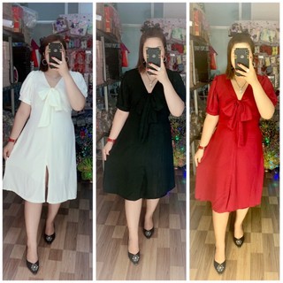 Đầm thắt nơ ngực xẻ tà chân váy 60-90kg