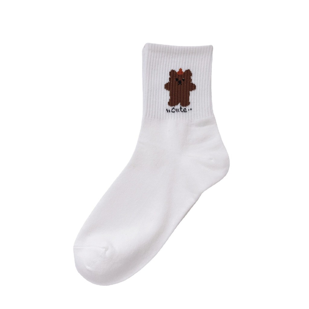 Vớ Tất Cổ Cao Gấu Trắng 6M Cotton Kháng Khuẩn Freesize Nam Nữ 36-42 MRSOCKS VC088