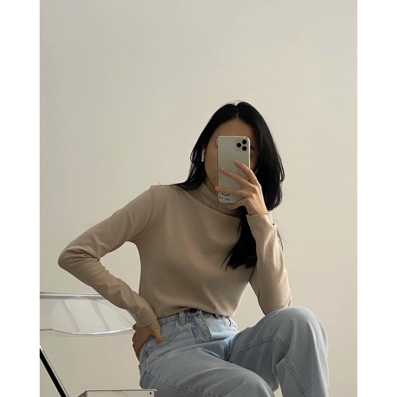 Áo cổ lọ basic[ hàng quảng châu  -ảnh thật shop chụp] Chất liệu dày dặn giặt không bai ,không xù. | BigBuy360 - bigbuy360.vn